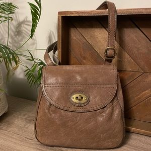 Fossil Genuine Leather Brown Crossbody Bag